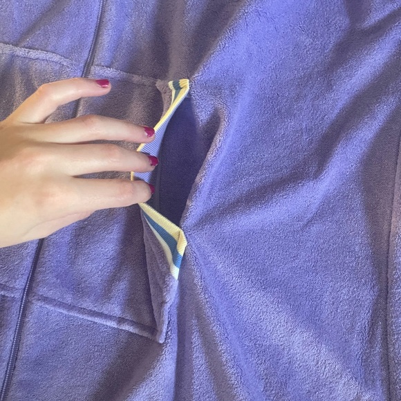 New Stan Herman Purple Zip Up Short Sleeve Robe Gown With Pockets M - Picture 4 of 14